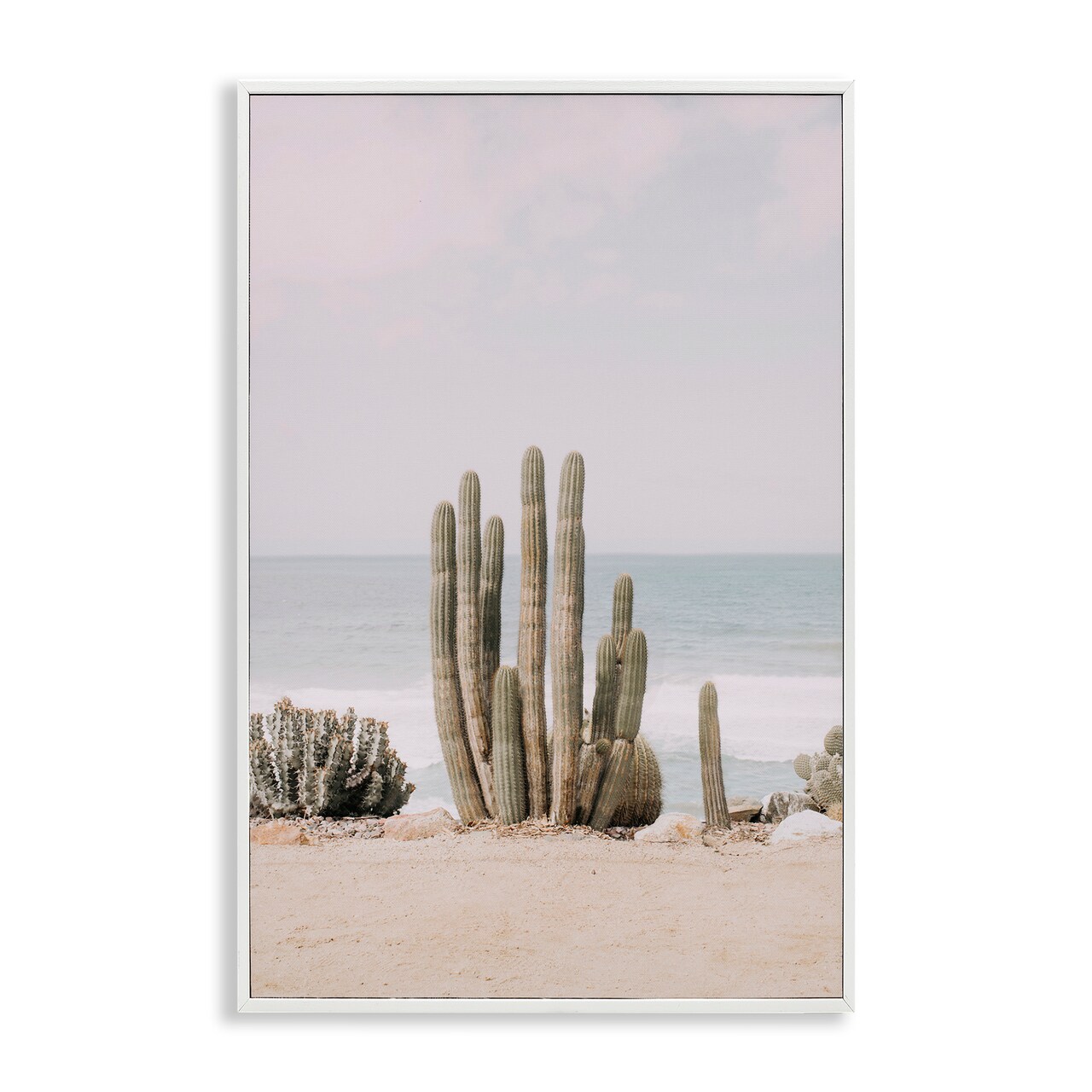 Stupell Industries Cactus on Beach Shore Framed Giclee Wall Art Design by Sisi and Seb